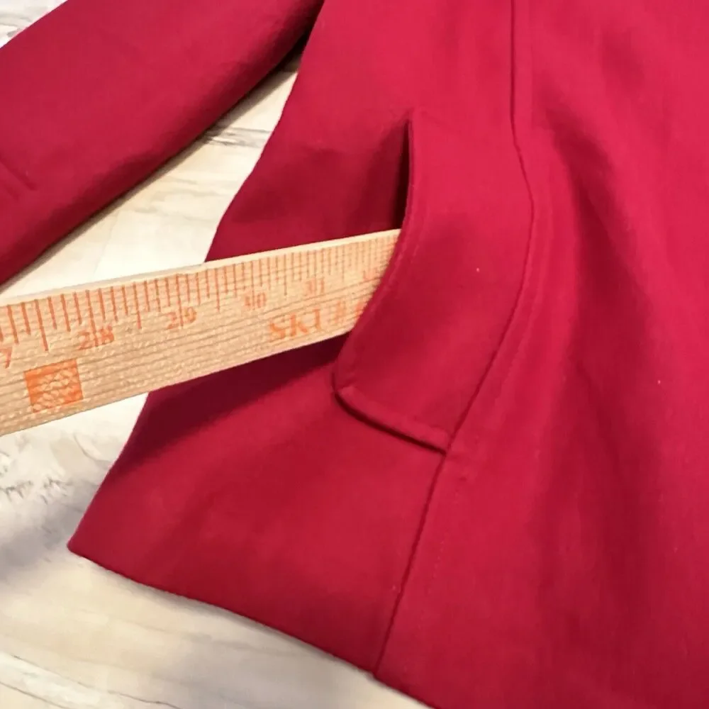 1 Madison‎ Women Large Pea Coat Wool Blend Button Down Red Missing Hood